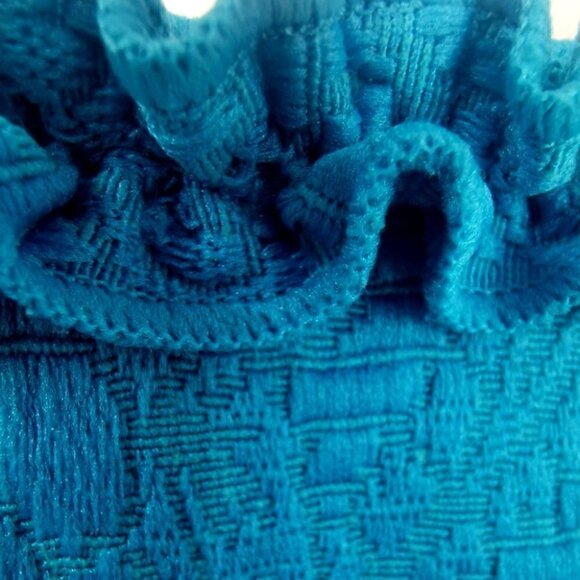 Ruby Rd Women's 12 Teal Ruffled Long Sleeve Jacket - Picture 14 of 16